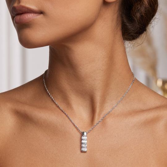 LUXURIANT DIAMOND - Lab Grown Diamant I1-GH Schmuckset ca. 45 cm+ 2.5 cm Extender, 925 Silber rhodiniert ca. 0.80 ct