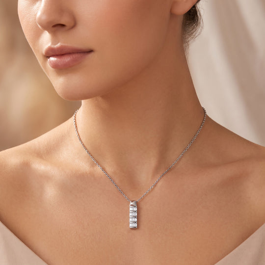 LUXURIANT DIAMOND - Lab Grown Diamant I1-GH Schmuckset ca. 45 cm+ 2.5 cm Extender, 925 Silber rhodiniert ca. 0.80 ct