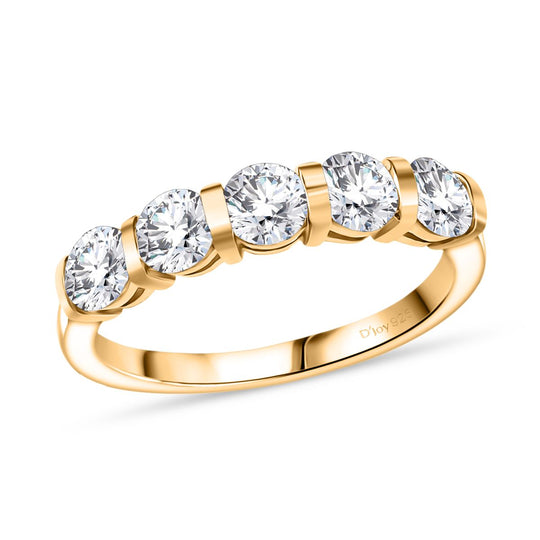 2er Set - Moissanit Anhänger und Ring, 925 Silber vergoldet, Größe (20.00), ca. 2,26 ct.