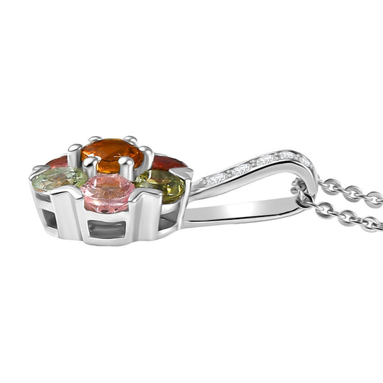 D'joy Mehrfarbiger-Turmalin Anhänger mit Kette ca. 50 cm, 925 Silber platiniert ca. 1.49 ct