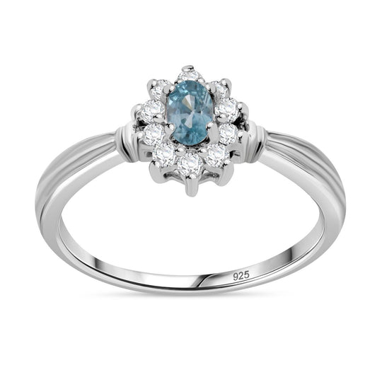 2er Set - AA Blauer Zirkon Anhänger und Ring, Größe (20.00) 925 Silber rhodiniert ca. 1.14 ct