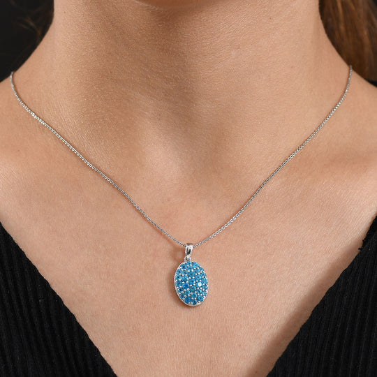 D joy Malgache Neon Apatit Anhänger mit Kette ca. 45 cm, 925 Silber rhodiniert ca. 1.70 ct