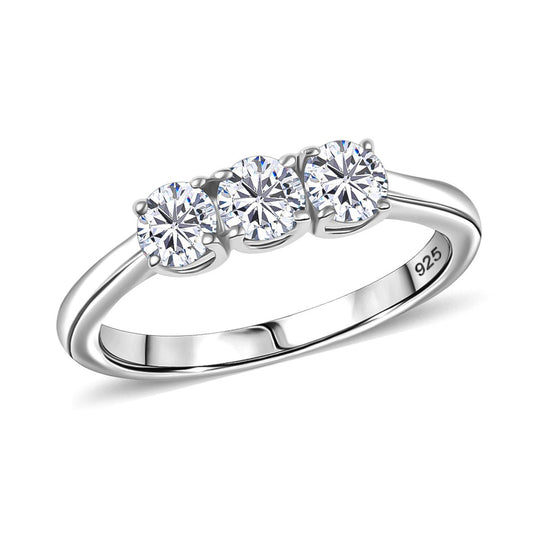 Moissanit Schmuckset 925 Silber rhodiniert (Größe 21) ca. 1,44 ct.