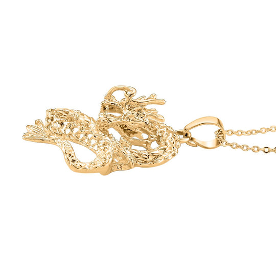 Drachen-Design Anhänger mit Kette, Nickelfreies Messing, ca. 43.5 cm, Silberfarben