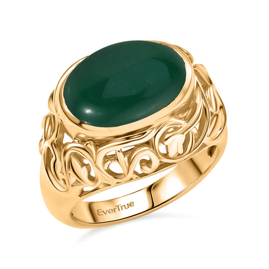 2er Set - Verde Onyx Ring und Anhänger, (Größe 19.00), Nickelfreies Gelb Messing, ca. 14.00 ct