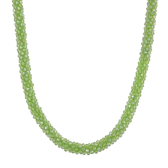2er Set - Grüner Kristall Halskette und Armband, flexibel