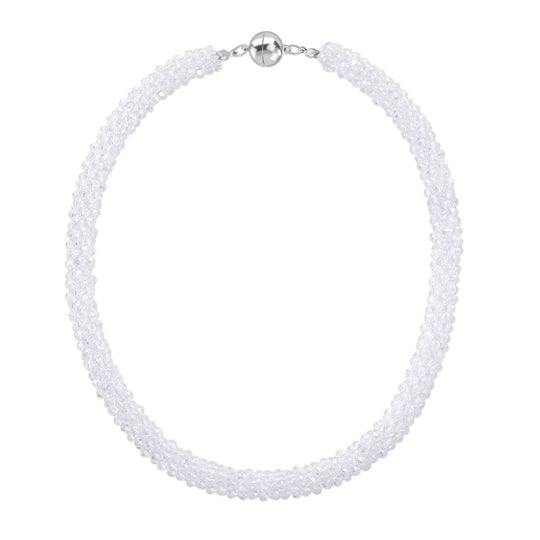 2er Set - Weißer Kristall Halskette und Armband, flexibel