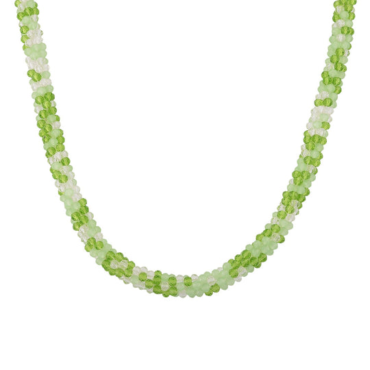 2er Set - Weißer Kristall Halskette und Armband, Grün