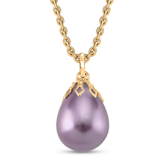 3er Set - Sleeping-Beauty-farbene Muschelkernperle (16X12 mm) Anhänger mit Kette und Ohrringe, Nickelfreies Messing und 316L Edelstahl