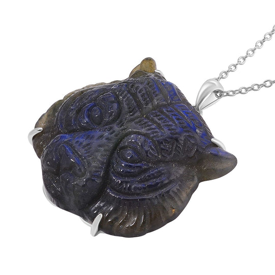 Labradorit Anhänger mit Kette ca. 50cm, 925 Silber rhodiniert ca. 59.00 ct