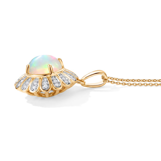 D'Joy AA Natürlicher, äthiopischer Welo Opal, Moissanit Schmuckset ca. 50 cm 925 Silber 750 Gelbgold Vermeil ca. 3.15 ct