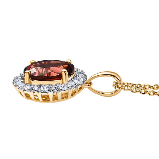 AAA Byzantinischer Turmalin, Lab Grown Diamant Schmuckset ca. 50 cm 417 Gold ca. 2,56 ct.