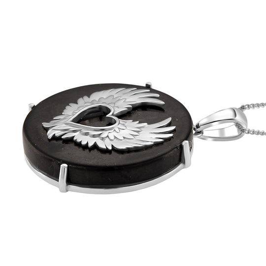 D'Joy Shungit Anhänger mit Kette, ca. 45 cm 925 Silber rhodiniert ca. 35,98 ct
