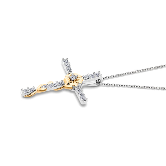 LUXURIANT DIAMOND - Lab Grown Diamant SI-GH Anhänge mit Kette ca. 50 cm 925 Silber Rhodiniert und 750 Gelbgold Vermeil ca. 0.50 ct