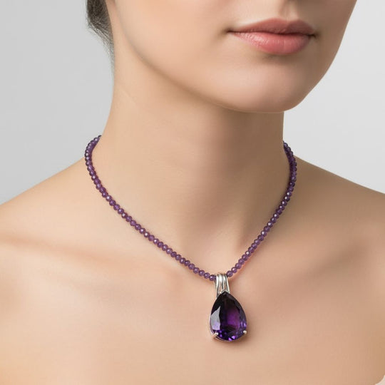 D'Joy AA Afrikanischer Amethyst Schmuckset ca. 50 cm 925 Silber rhodiniert ca. 58.90 ct