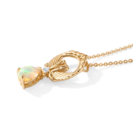 D'Joy AA Natürlicher, äthiopischer Welo Opal, Weißer Zirkon Schmuckset ca. 50 cm 925 Silber 750 Gelb Vergoldet ca. 0.55 ct