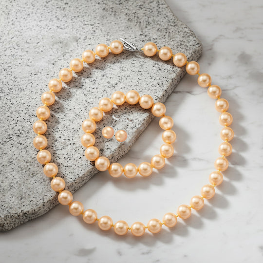 Pfaufarbene Muschelperle Schmuckset