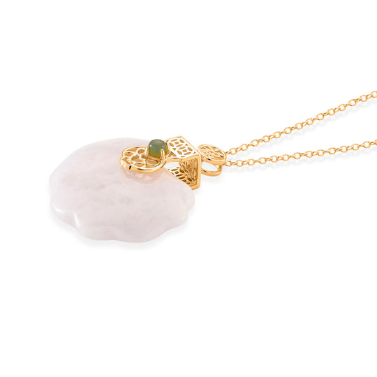 D'Joy Natürliche Weiße Jade Anhänger mit Kette ca. 50 cm, 925 Silber vergoldet ca. 50,00 ct.