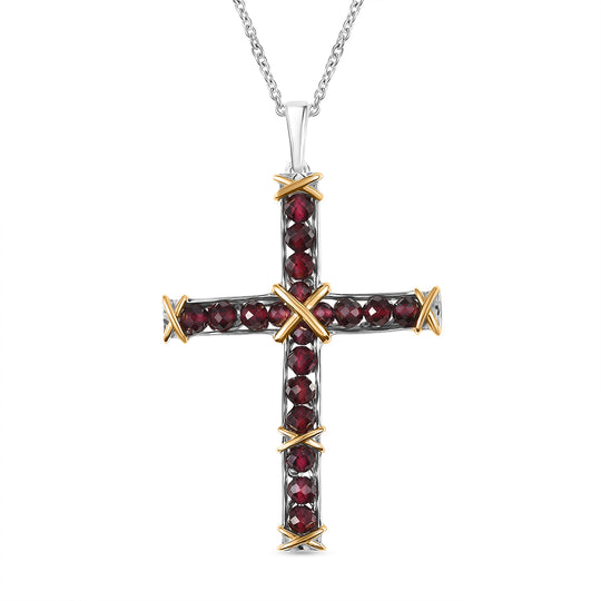 AA Roter Granat Anhänger, nickelfreies Messing, 316L Edelstahlkette 50 cm ca. 7.33 ct