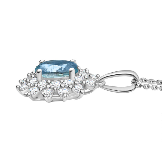 D'Joy AA Blauer Zirkon, Weißer Zirkon Schmuckset ca. 50 cm 925 Silber rhodiniert ca. 3,24 ct.
