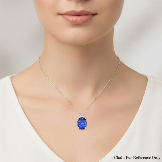 LUXORO AAA Tansanit, Weißer Diamant AGI zertifiziert und geprüft Anhänger mit Kette ca. 45 cm 585 Gold ca. 3,30 ct.