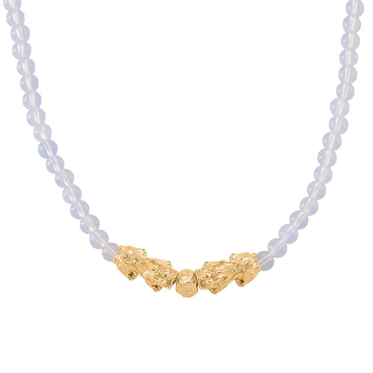 2er Set - Opalite Halskette und Armband Legierung gelb vergoldet ca. 430.00 ct