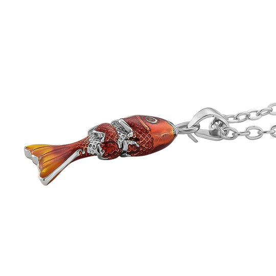 Orange Zirkonia Schmuckset ca. 50 cm + 5 cm Extender, Nickelfreies Messing emailliert
