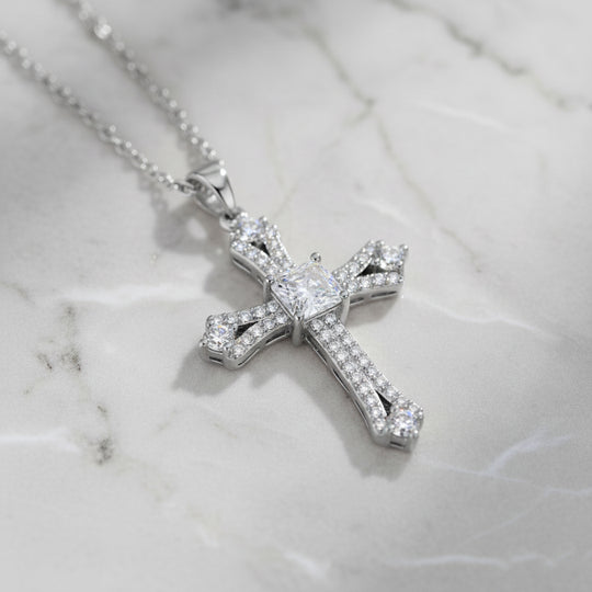 Weißer Zirkonia Schmuckset ca. 50 cm Nickelfreies Messing rhodiniert und Edelstahl 2.20 ct