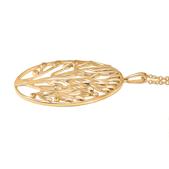 EVER TRUE Weißer Diamant Anhänger mit Kette ca. 50 cm, Nickelfreies Messing Goldfarben