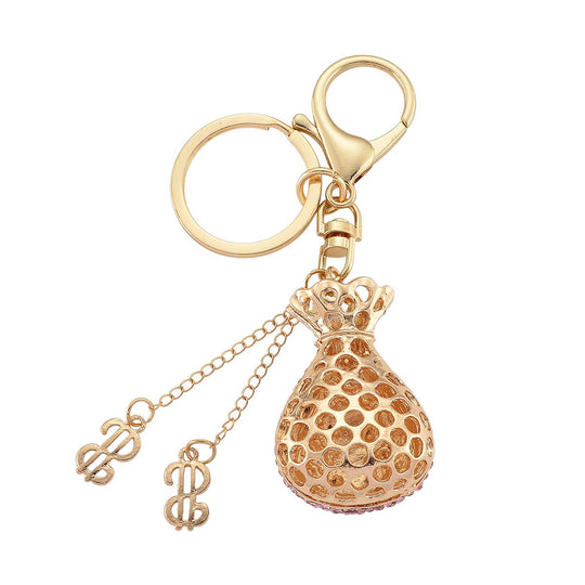 3er Set dekorative Design Schlüsselanhänger Legierung emailliert mit schwarzen Kristallen, 20 x 20 cm, goldfarben, ca. 0.0 ct