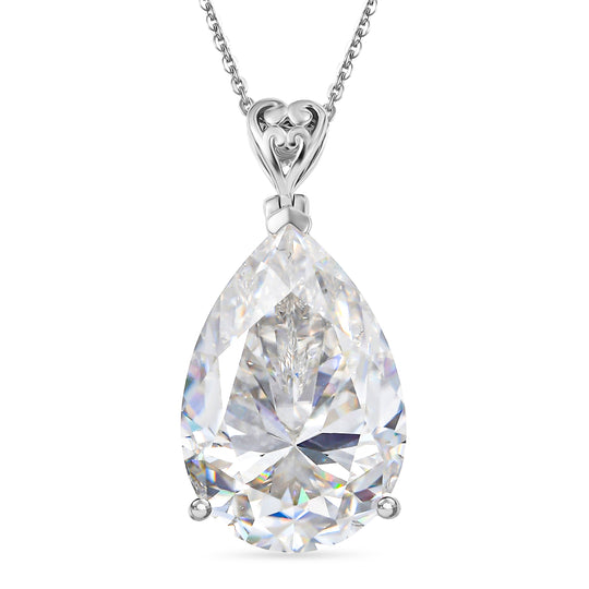 D'Joy Moissanit Anhänger mit Kette, ca. 50 cm 925 Silber rhodiniert ca. 31.54 ct