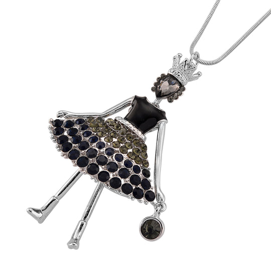 Mehrfarbiger Kristall Ballerina Anhänger mit Kette ca. 63.5 cm + 5 cm Extender, Legierung, Legierung emailliert