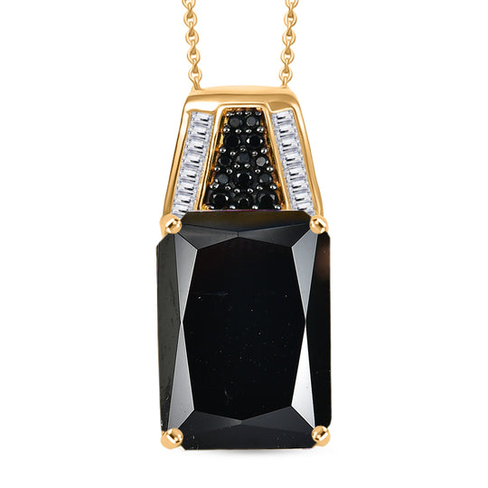 D'Joy Prasiolith, Moissanit Schmuckset ca. 50 cm 925 Silber 750 Gelbgold Vermeil ca. 15.24 ct