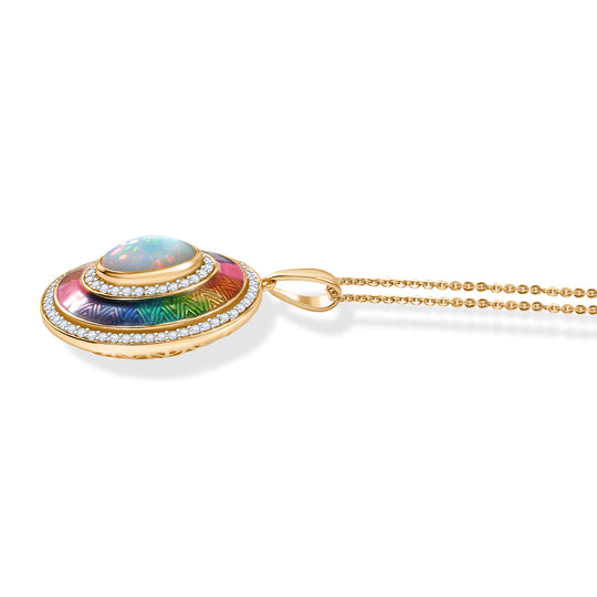 D'Joy AA Natürlicher, äthiopischer Welo Opal, Weißer Zirkon Schmuckset ca. 50 cm 925 Silber 750 Gelbgold Vermeil ca. 2.72 ct