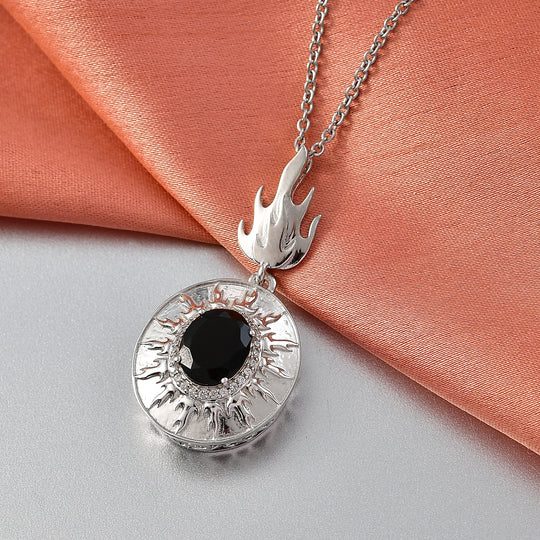 EVER TRUE AA Natürlich Schwarzer Obsidian, Weißer Zirkon Schmuckset ca. 50 cm ca. 2.32 ct