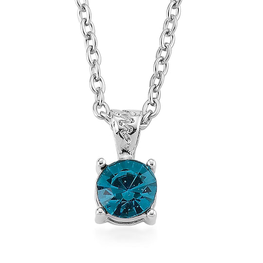 6er Set - Spiegel und 5 Mehrfarbige Kristall-Anhänger und Kette, Silberfarben 0.06 ct