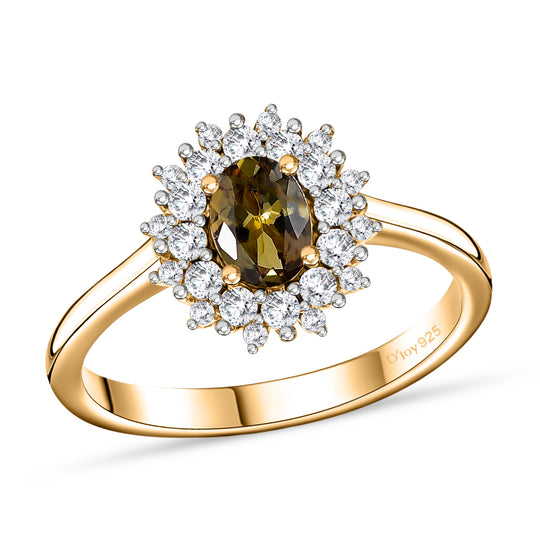 D'Joy AA Natürlicher goldener Tansanit Schmuckset 925 Silber 750 Gelbgold Vermeil (Größe 19) ca. 1,53 ct.