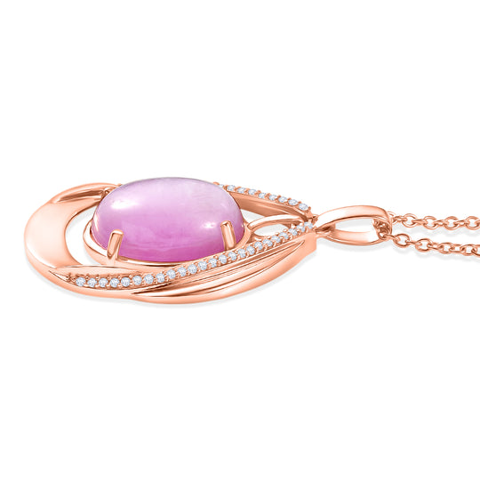 EVER TRUE Kunzit, Weißer Zirkon Schmuckset ca. 50 cm,Roségoldfarben, ca. 11.78 ct