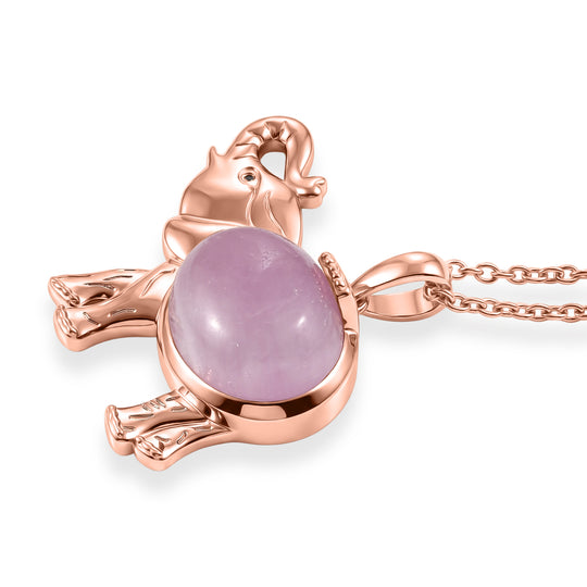 EVER TRUE Kunzit, Schwarzer Spinell Anhänger mit Kette, ca. 50 cm, Roségoldfarben, ca. 11.59 ct