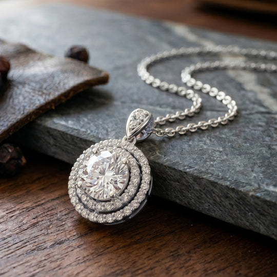 Weißer Zirkonia Schmuckset ca. 50 cm Nickelfreies Messing Rhodiniert 2.24 ct