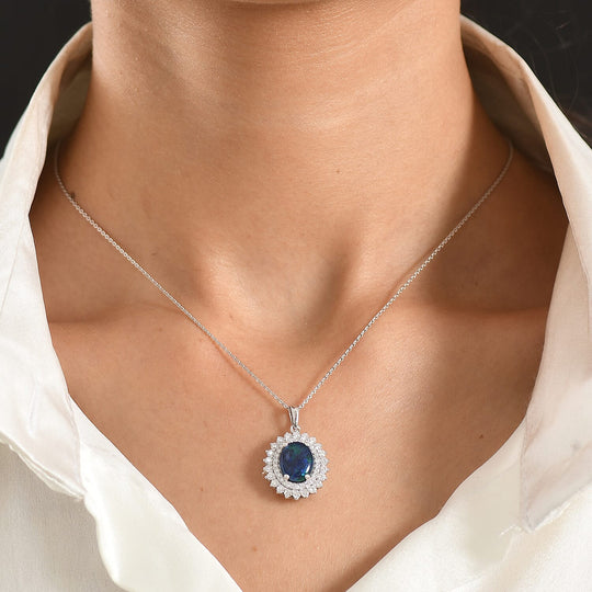 D'Joy AA, Moissanit AGI zertifiziert Schmuckset ca. 50 cm 925 Silber Rhodiniert ca. 3,33 ct.