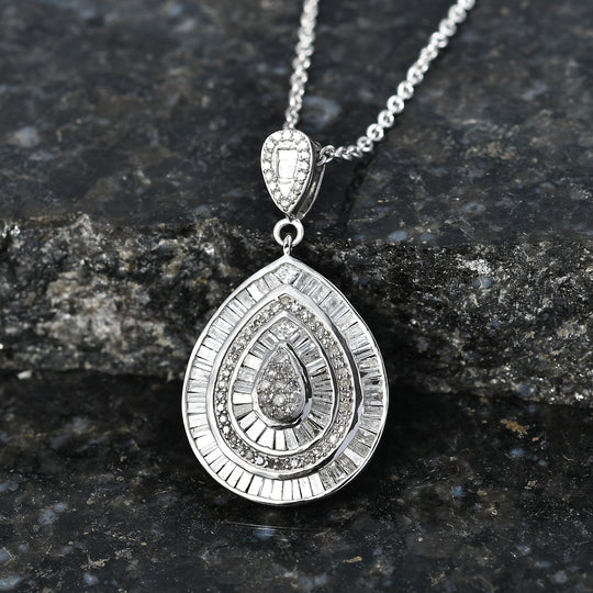 D'Joy Weißer Diamant Schmuckset ca. 50 cm 925 Silber Rhodiniert (10-15 Werktage Lieferzeit) ca. 1,00 ct.