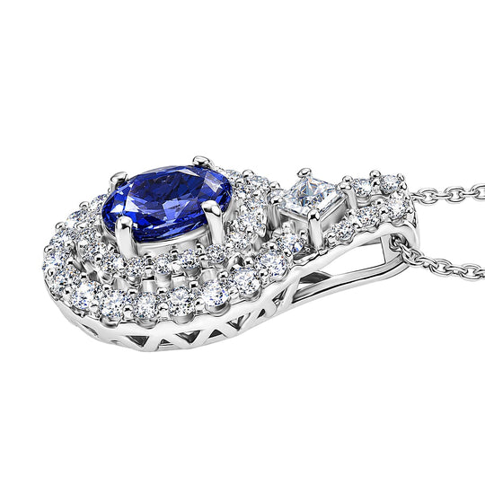 D'Joy AA Tansanit, Moissanit AGI zertifiziert Schmuckset (10-15 Werktage Lieferzeit) ca. 50 cm 925 Silber Rhodiniert ca. 1,90 ct.