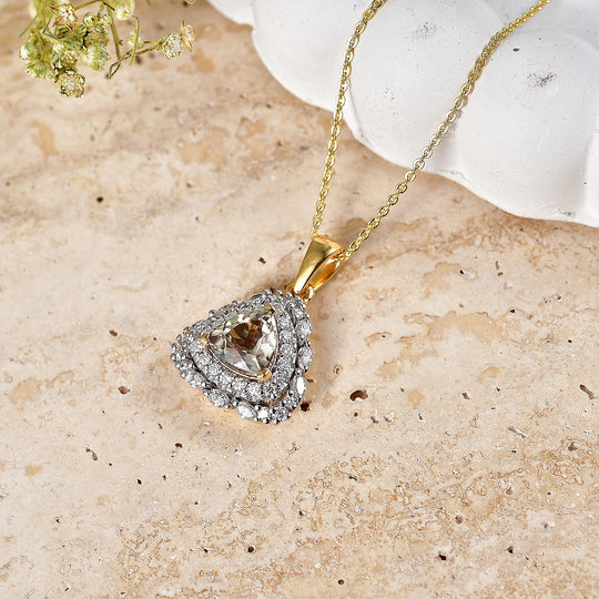 D'Joy AA Turkizit, Moissanit AGI zertifiziert Schmuckset ca. 50 cm 925 Silber 750 Gelbgold vermeil ca. 2,24 ct.