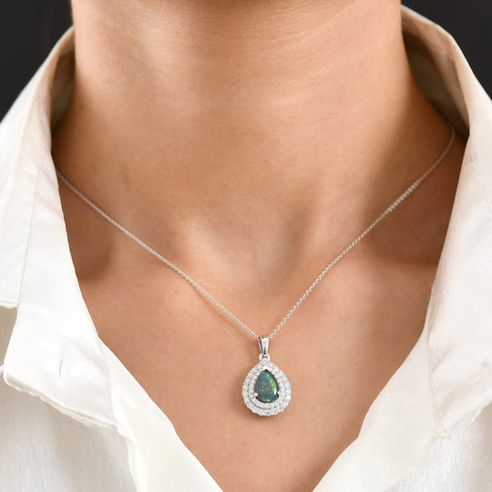 D'Joy AA, Moissanit AGI zertifiziert Schmuckset ca. 50 cm 925 Silber Rhodiniert ca. 2,01 ct.