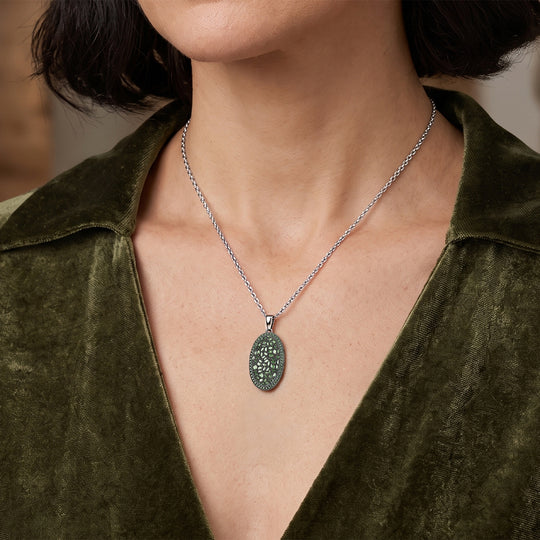 D'Joy Grüner Diamant Schmuckset ca. 50 cm 925 Silber Rhodiniert ca. 0,99 ct.