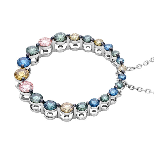 LUXURIANT DIAMOND - Lab Grown Mehrfarbiger Diamant SGL zerifiziert schmuckset ca. 50 cm 925 Silber Rhodiniert ca. 1.00 ct