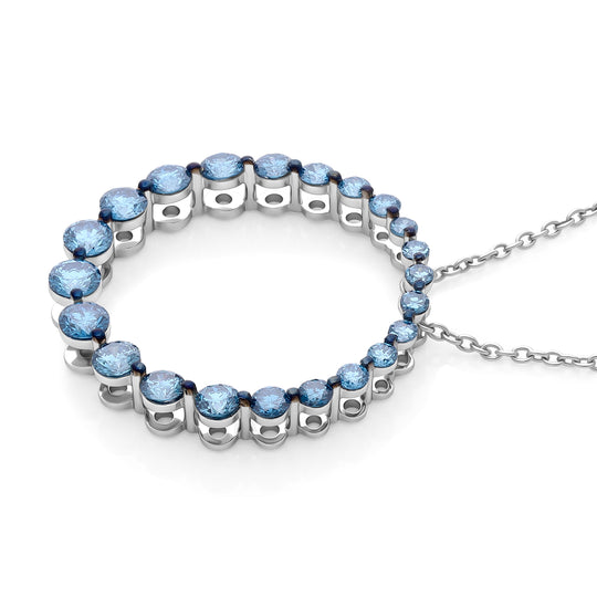 LUXURIANT DIAMOND - Lab Grown Blauer Diamant SI SGL zertifiziert Schmuckset ca. 50 cm 925 Silber Rhodiniert ca. 1.00 ct