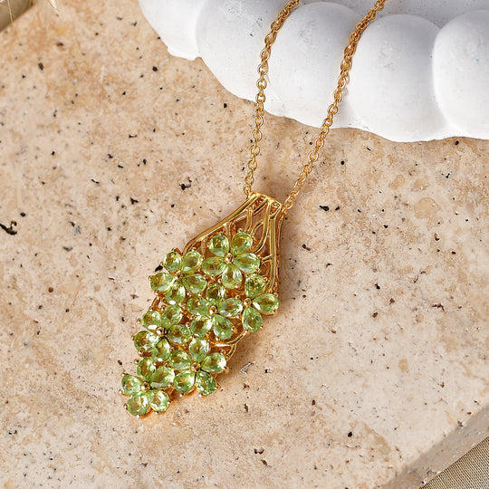 EVER TRUE Natürlicher Peridot Anhänger mit Kette, ca. 50 cm ca. 5.87 ct