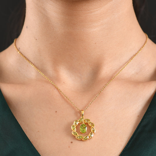 EVER TRUE AA Natürlicher Peridot Anhänger mit Kette, ca. 50 cm ca. 2.78 ct